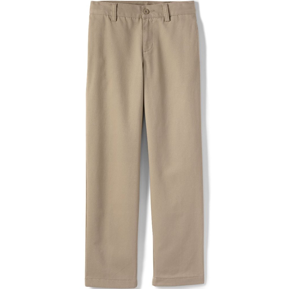 Lands' End School Uniform Boy's Iron Knee  Plain Front Chino Pants, NWT